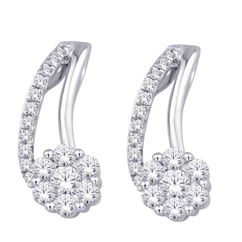 K White Gold 1/3 Ct.Tw. Diamond Huggies Flower Earrings - Star Significance - Modalova
