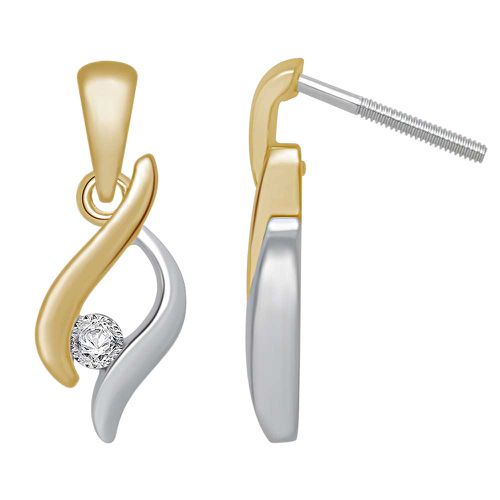 K Two Tone Gold 1/6 Ct.Tw.Diamond Fashion Earrings - Star Significance - Modalova