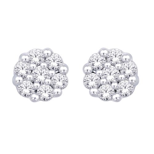 K White Gold 3/4 Ct.Tw. Diamond Flower Studs Earring - Star Significance - Modalova