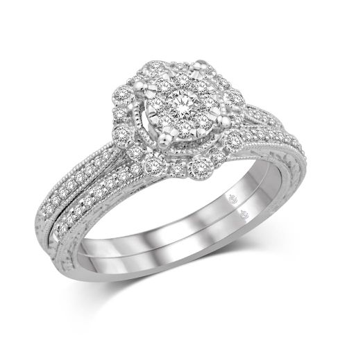 K White Gold 1/2 Ct.Tw. Diamond Fashion Bridal Ring - Star Significance - Modalova