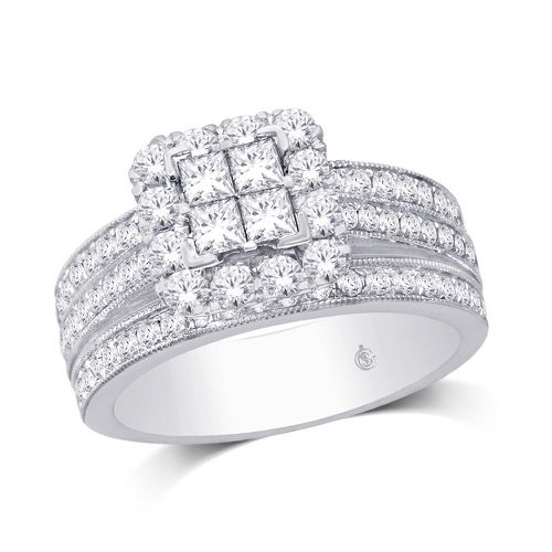 K White Gold 1 1/2 Ct.Tw.Diamond Fashion Invisible Ring - Star Significance - Modalova