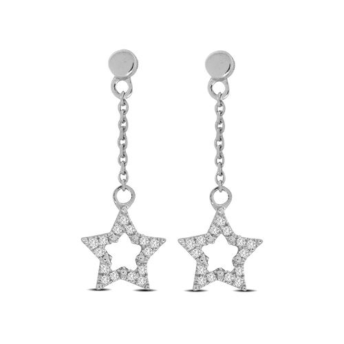 K White Gold 1/20 Ct.Tw.Diamond Star Drop Earrings - Star Significance - Modalova