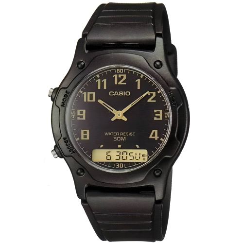 Men's Ana-Digi Watch - Chronograph Black Dial Dual Time Resin Strap / AW-49H-1B - Casio - Modalova