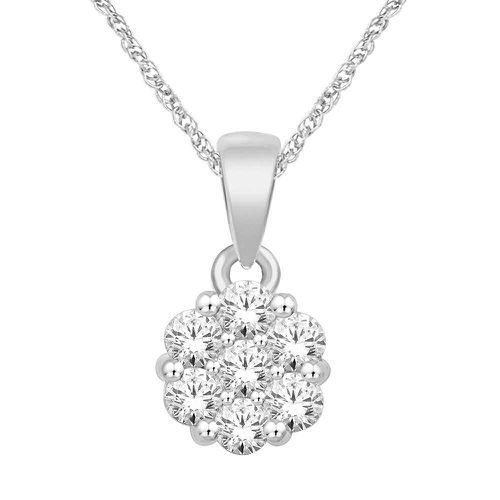 K White Gold 1/4 Ct.Tw. Diamond Flower Pendant - Star Significance - Modalova