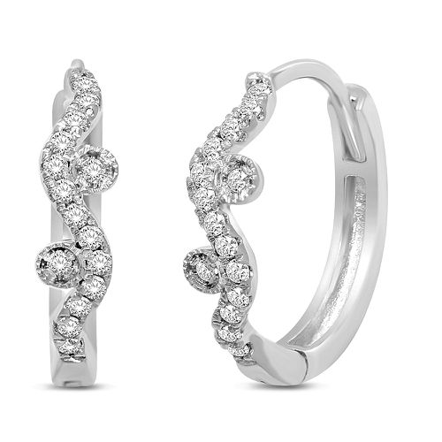 K White Gold 1/6 Ct.Tw. Diamond Stackable Earrings - Gem Star Imports - Modalova
