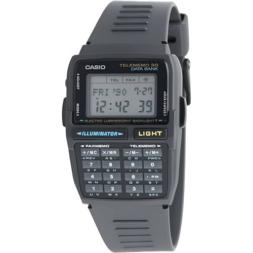 Men's Digital Watch - DataBank Calculator Grey Dial Grey Resin Strap / DBC-30-1 - Casio - Modalova