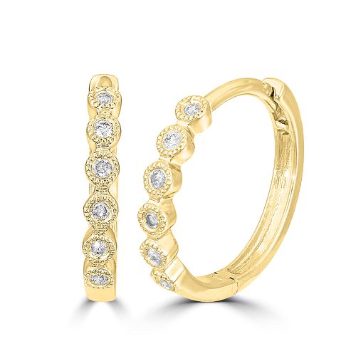 K Yellow Gold 1/10 Ct.Tw. Diamond Stackable Hoop Earrings - Star Significance - Modalova