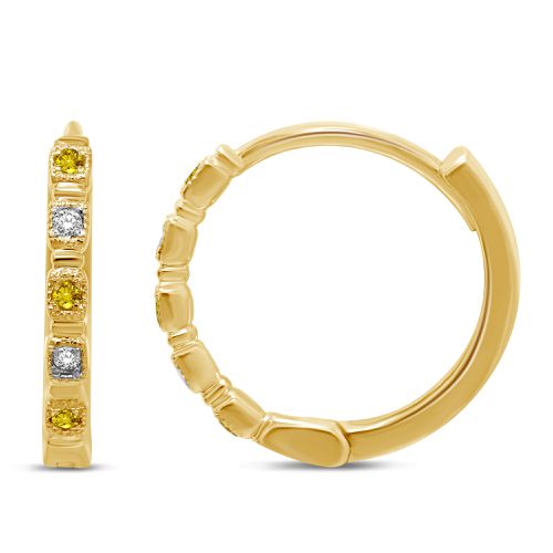 K Yellow Gold 1/20 Ct.Tw. Diamond Stackable Hoop Earrings - Star Significance - Modalova