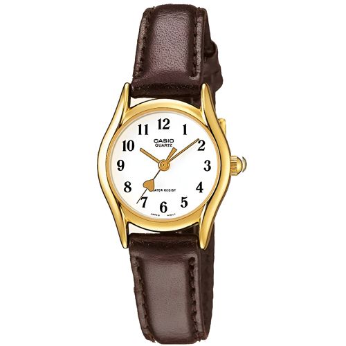 Women's Watch - Quartz White Dial Brown Genuine Leather Strap / LTP-1094Q-7B5 - Casio - Modalova