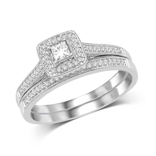 K White Gold 1/3 Ct.Tw. Diamond Bridal Ring - Star Significance - Modalova