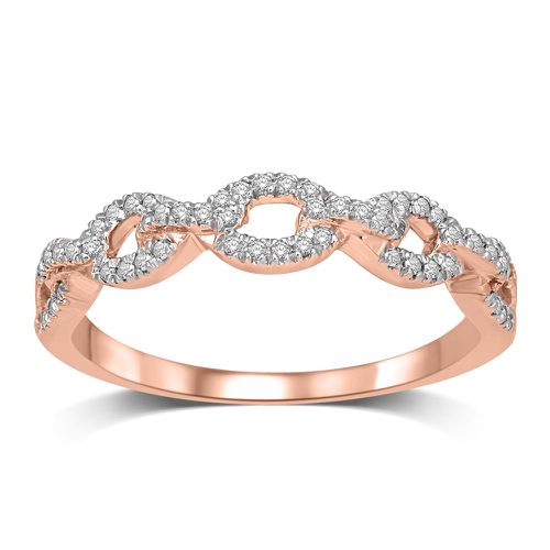 K Rose Gold 1/10 Ct.Tw.Diamond Stackable Band - Star Significance - Modalova