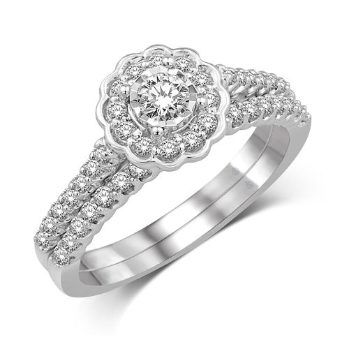 K White Gold 7/10 Ct.Tw. Diamond Fashion Bridal Ring - Star Significance - Modalova