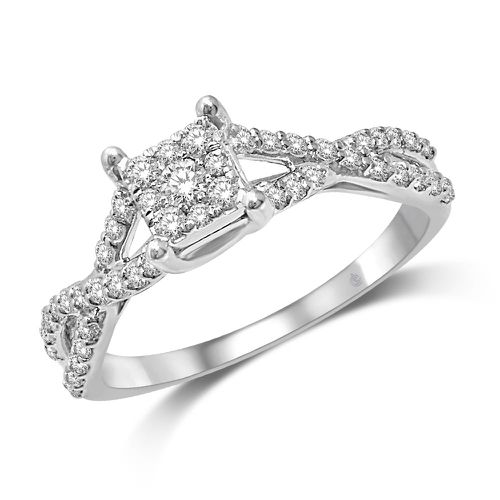 K White Gold 2/5 Ct.Tw. Diamond Fashion Engagement Ring - Star Significance - Modalova