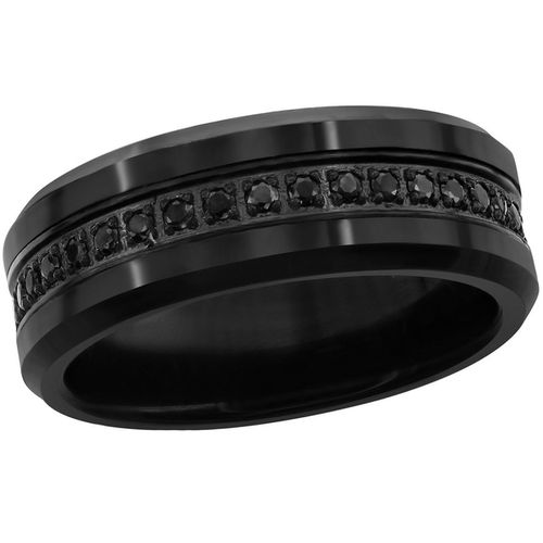 Men's Black Rhodium CZ Tungsten Ring - SW-2082 - Blackjack - Modalova