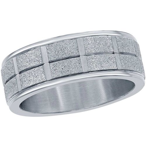 Men's Silver Steel Sand Blasted Ring - SW-2089 - Blackjack - Modalova