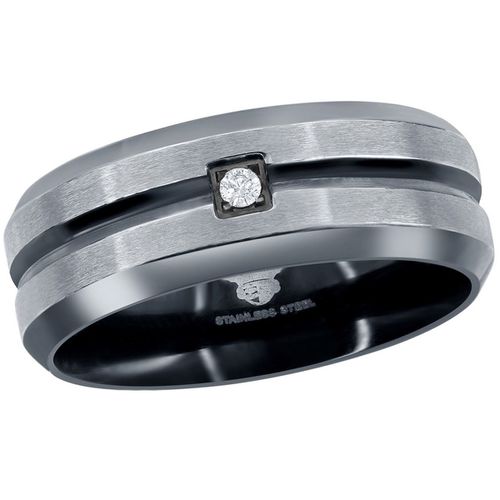Men's Steel Black and Silver CZ Ring - SW-2094 - Blackjack - Modalova