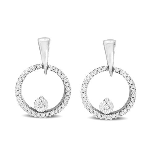 K White Gold 1/10 Ct.Tw.Diamond Circle Earrings - Star Significance - Modalova