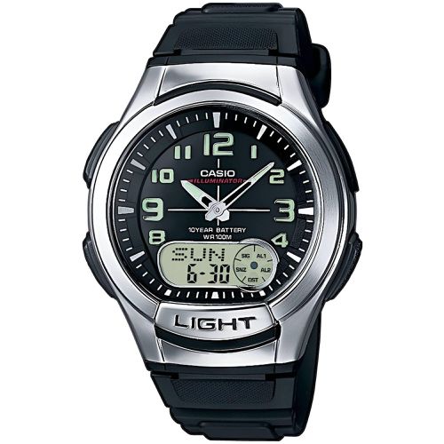 Men's Watch - Databank World Time Black Resin Strap Analog Digital / AQ-180W-1B - Casio - Modalova