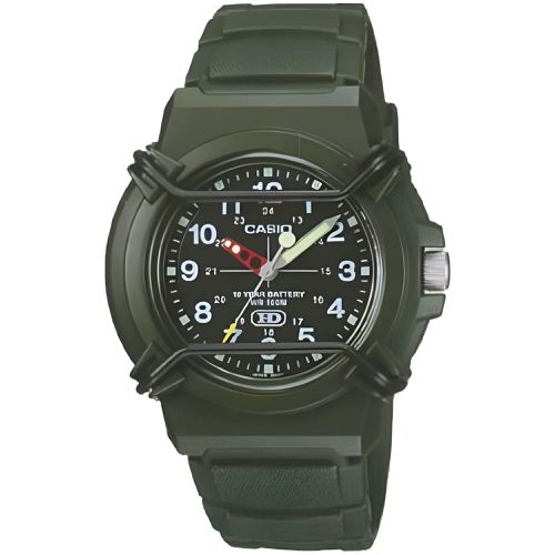 Men's Watch - Quartz Black Dial Green Resin Strap Date Display / HDA-600C-3B - Casio - Modalova