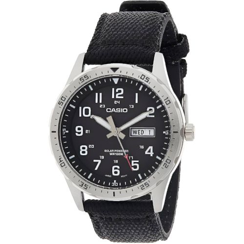 Men's Watch - Quartz Silver Tone Case Black Fabric Strap / MTP-S120L-1AVCF - Casio - Modalova