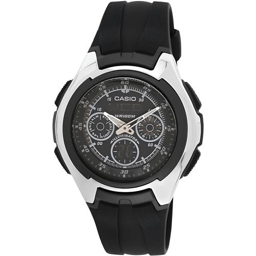 Men's Analog-Digital Watch - World Time Black Dial Resin Strap / AQ-163W-1B1 - Casio - Modalova