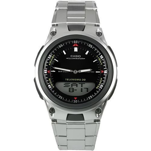 Men's Analog-Digital Watch - World time Stainless Steel Bracelet / AW-80D-1A - Casio - Modalova
