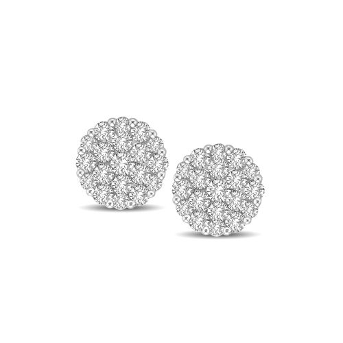 K White Gold 1 1/2 Ct.Tw Diamond Flower Stud Earrings - Star Significance - Modalova