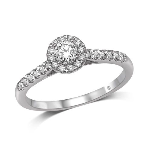 K White Gold 1/2 Ct.Tw. Semi Mount Diamond Halo Engagement Ring - Star Significance - Modalova