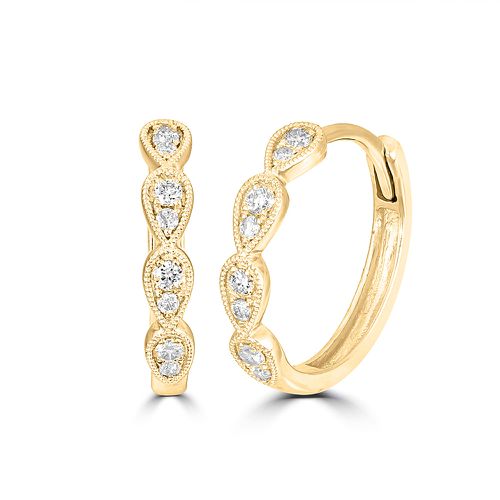 K Yellow Gold 1/5 Ct.Tw. Diamond Stackable Hoop Earrings - Star Significance - Modalova