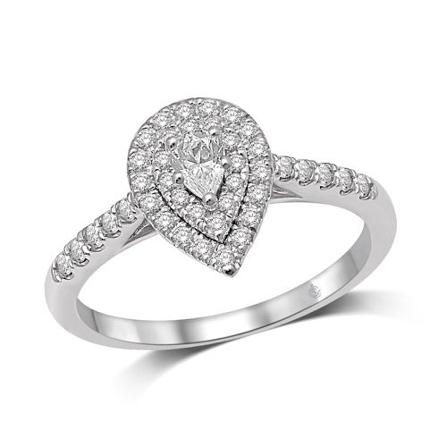 K White Gold 1/2 Ct.Tw.Diamond Halo Engagement Ring - Star Significance - Modalova