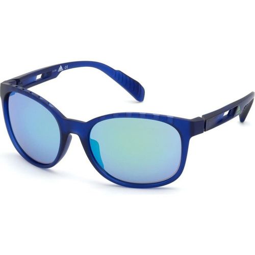 Unisex Sunglasses - Matte Blue Frame Smoke Mirrored Lens / SP0011 91C - Adidas - Modalova