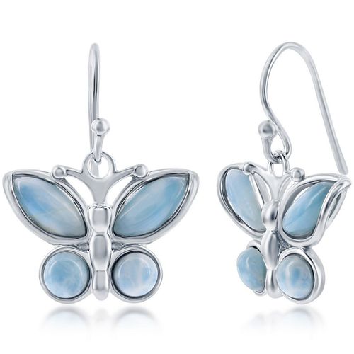 Women's Earrings - Sterling Silver Blue Larimar Butterfly / D-7800 - Caribbean Treasures - Modalova