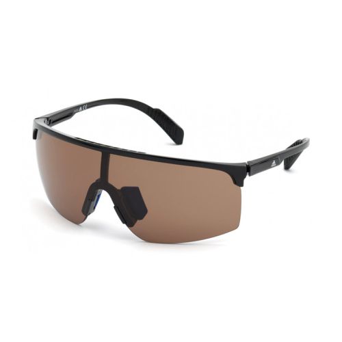 Men's Sunglasses - Half Rim Plastic Shield Frame Brown Lens / SP0005 01E - Adidas - Modalova