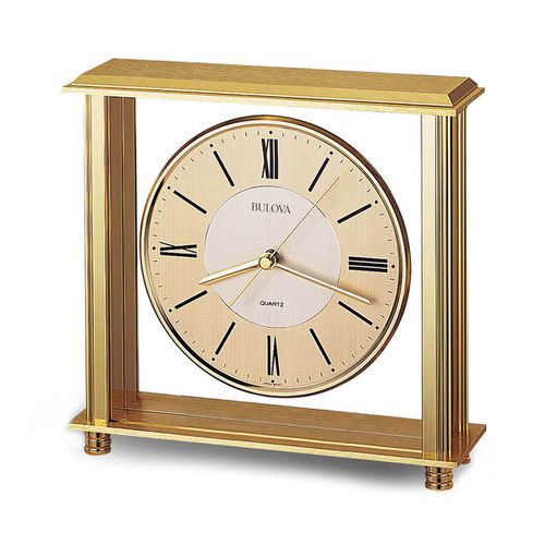 Tabletop Desk Clock - Grand Prix Quartz Antique Brass Finish / B1700 - Bulova - Modalova