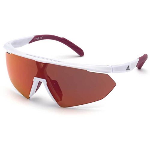 Men's Sunglasses - White Plastic Half Rim Shield Frame / SP0015 21L - Adidas - Modalova