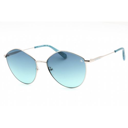 Women's Sunglasses - Full Rim Silver Metal Oval / CKJ22202S 040 - Calvin Klein Jeans - Modalova