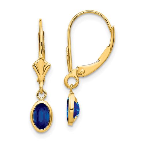 K 6x4 Oval Bezel September/Sapphire Leverback Earrings - Jewelry - Modalova