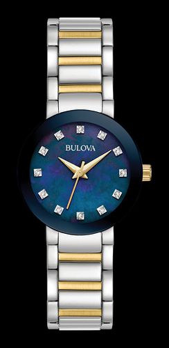 P157 Women's Diamonds Blue MOP Dial Two Tone Steel Watch - Bulova - Modalova