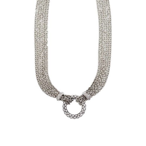 Italy Women's Necklace - Traversa Sterling Silver Circle Multi Chain / VHN 935 BD - Alisa - Modalova