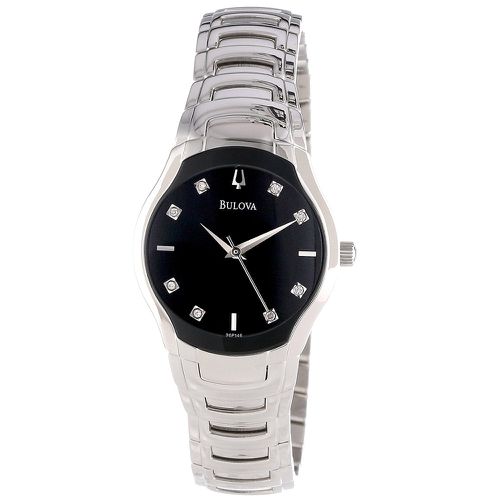 P146 Women's Diamond Black Dial Steel Bracelet Watch - Bulova - Modalova