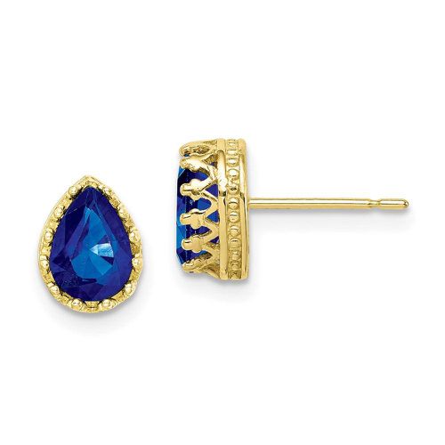 K Tiara Collection 8mm Polished Pear Created Sapphire Earrings - Jewelry - Modalova