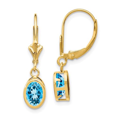 K 7x5mm Oval Blue Topaz Leverback Earrings - Jewelry - Modalova
