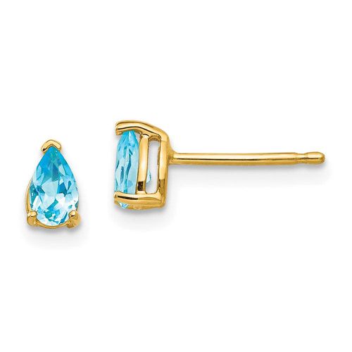 K 5x3mm Pear Blue Topaz Earrings - Jewelry - Modalova