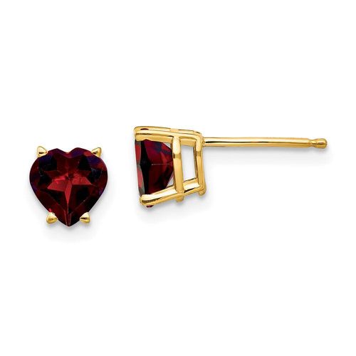 K 6mm Heart Garnet Earrings - Jewelry - Modalova