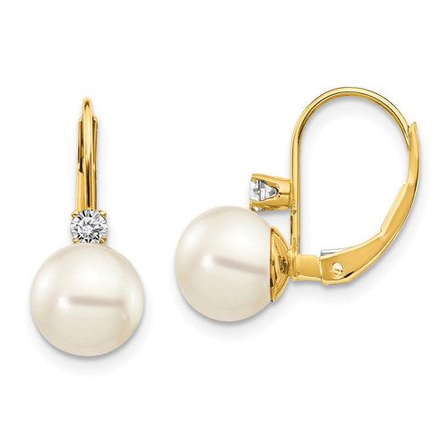 K 7-7.5mm Pearl & Diamond Leverback Earring Mounting - Jewelry - Modalova