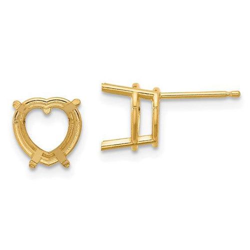 K 8mm Heart Earring Mountings No Stones Included No Backs - Jewelry - Modalova