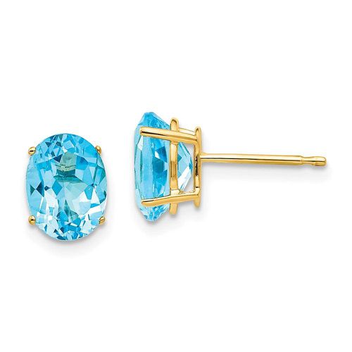K 8x6mm Oval Blue Topaz Earrings - Jewelry - Modalova