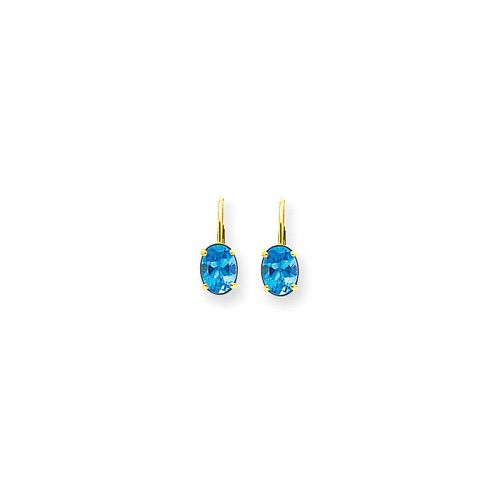 K 8x6mm Oval Blue Topaz Leverback Earrings - Jewelry - Modalova