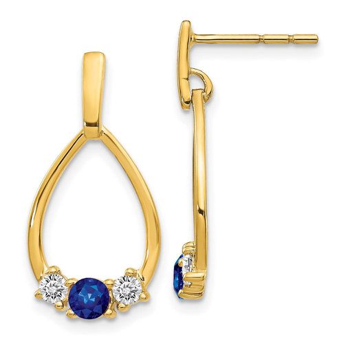 K Gold w/ Blue & White Sapphire Post Dangle Earrings - Jewelry - Modalova