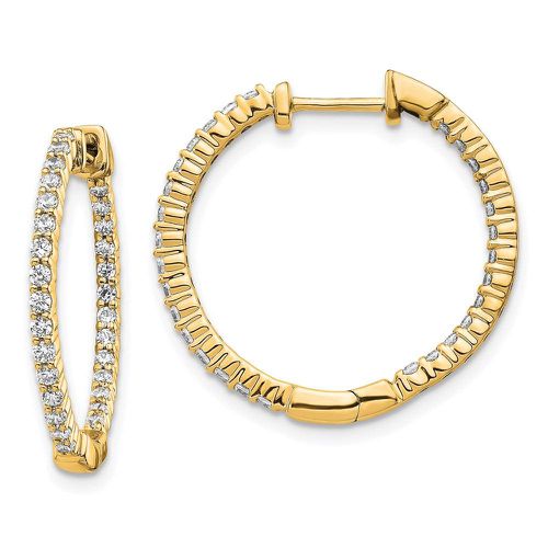 K Gold Polished Diamond In and Out Hinged Hoop Earrings - Jewelry - Modalova